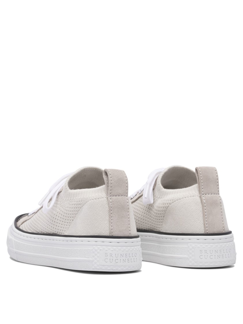 Brunello Cucinelli Slip-on Sneakers With Leather In White