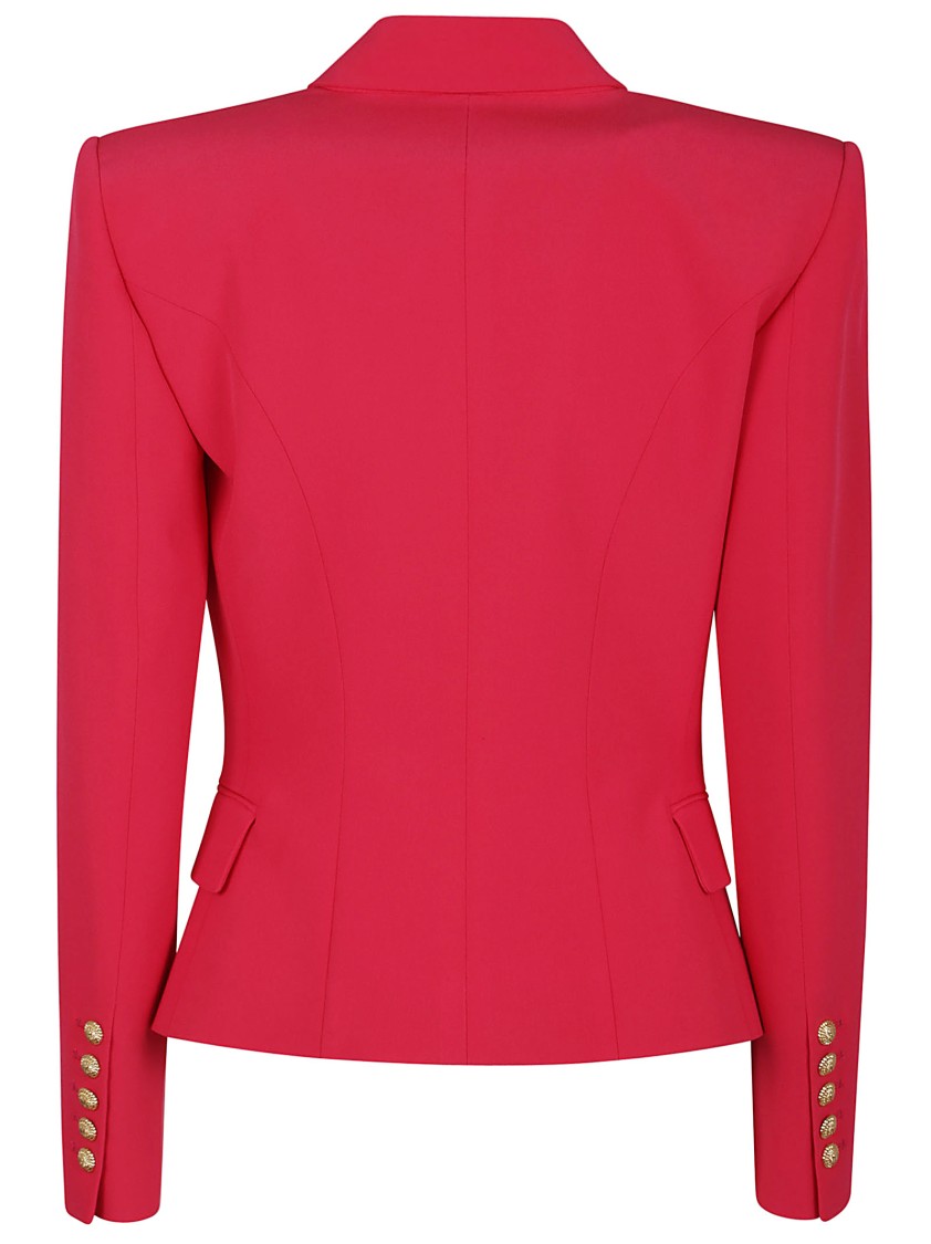 Balmain 6 Buttons Fitted Crepe Jacket In Red