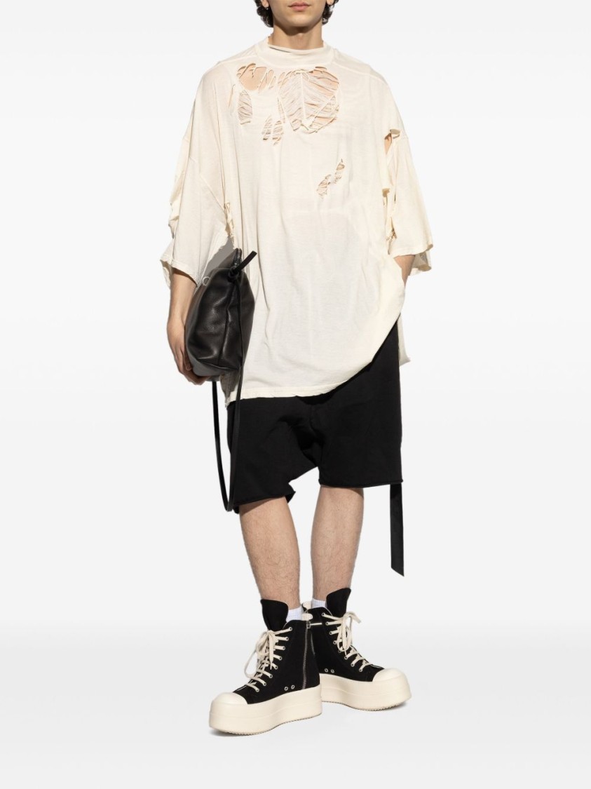 Shop Drkshdw Black Shorts With Elasticated Drawstring And Flap Pockets