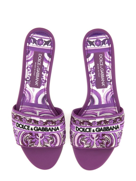 サンダル・ミュール Dolce & Gabbana Purple Slide Sandal With Intricate Dolce & Gabbana Purple Slide Sandal With Intricate