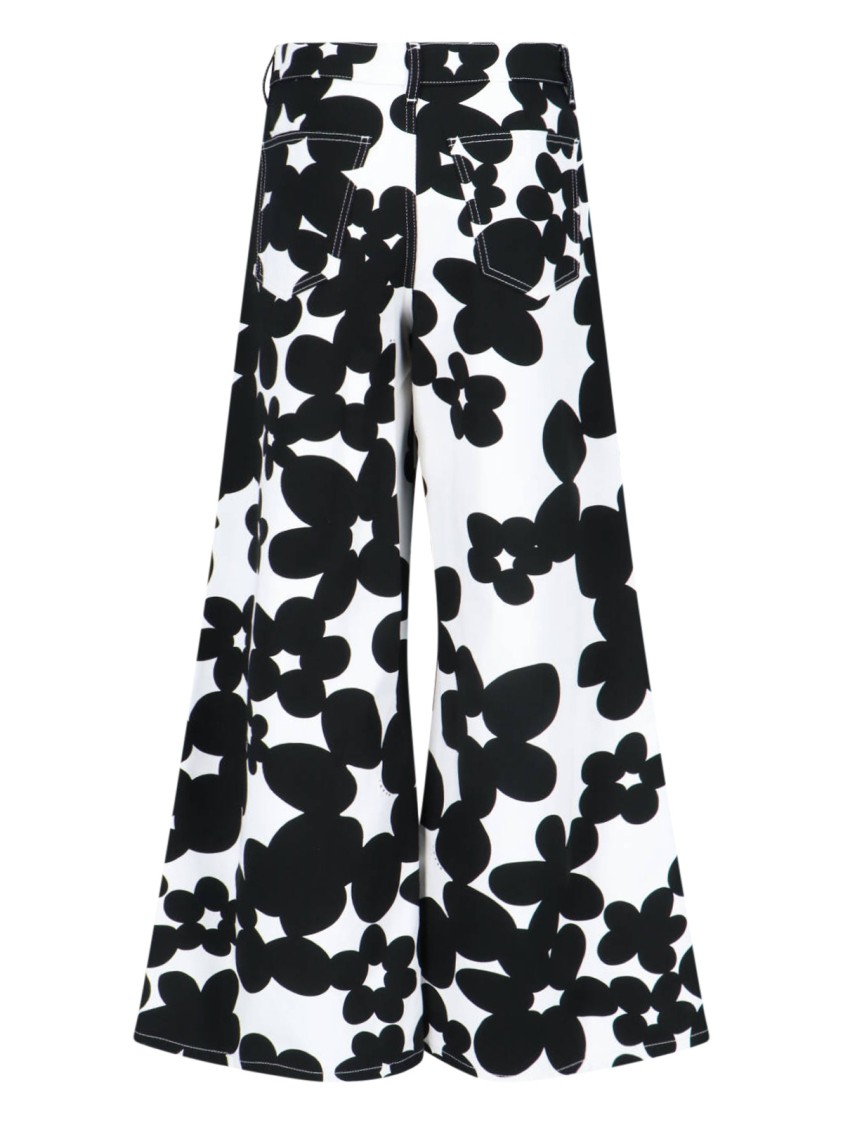 Marni Cotton Trousers With Black And White Dillies Print