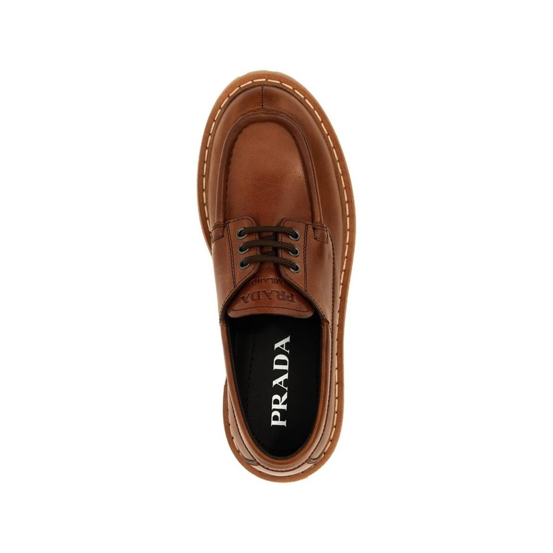 Prada St. Moritz Derby Loafers In Brown