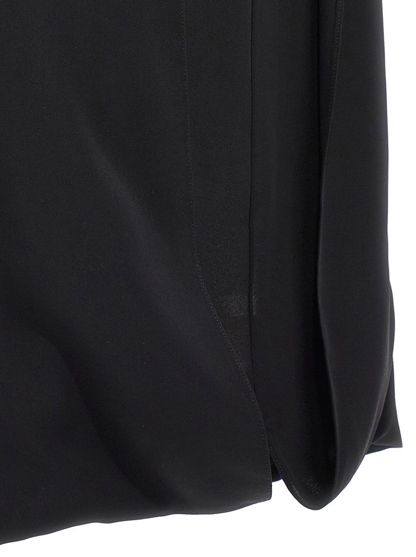 The Row Draped Silk Mini Dress In Black