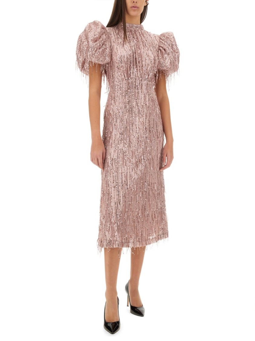 Shop Rotate Birger Christensen Rotate Mini Dress With Bangs In Pink