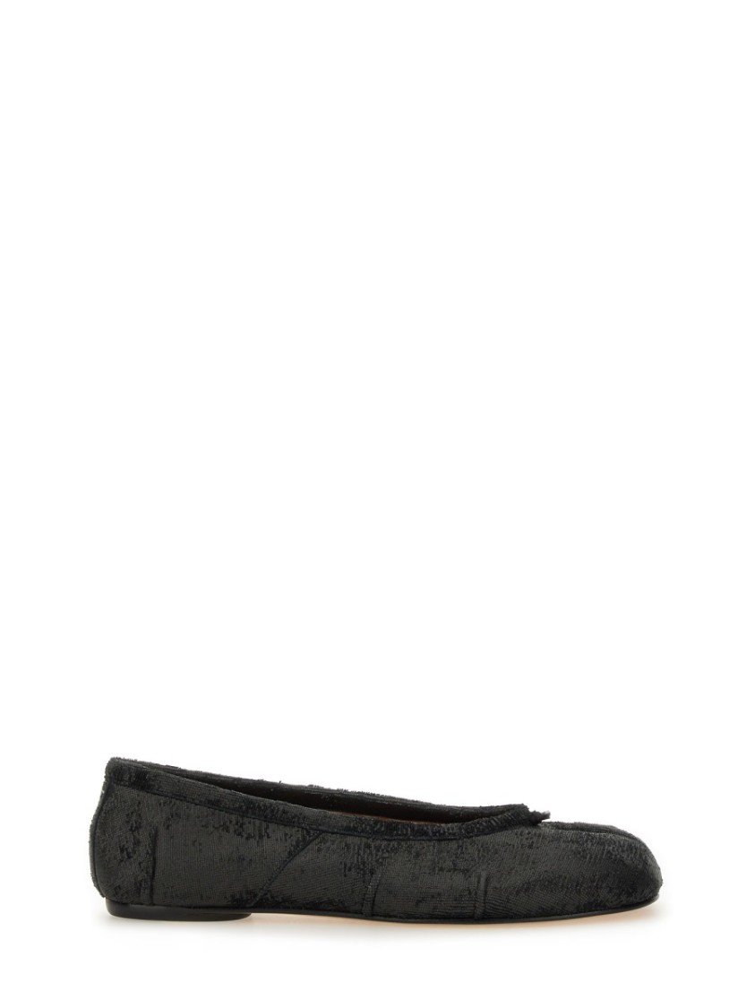 Maison Margiela Black Leather Tabi Ballerinas With Iconic Tabi Split-toe In Black
