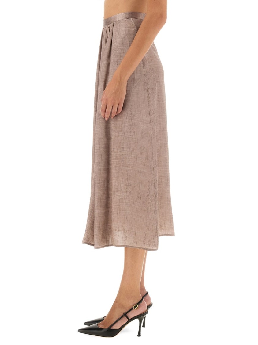 Shop Kiton Flowing Midi Skirt In Silk-viscose Blend In Pink