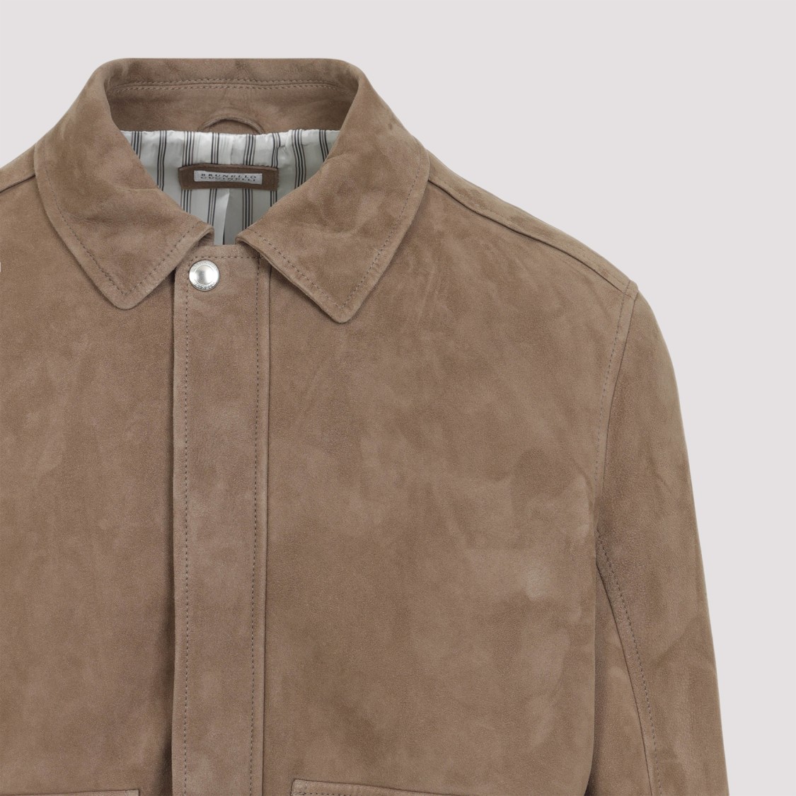 Brunello Cucinelli Leather Bomber Jacket Men In Brown