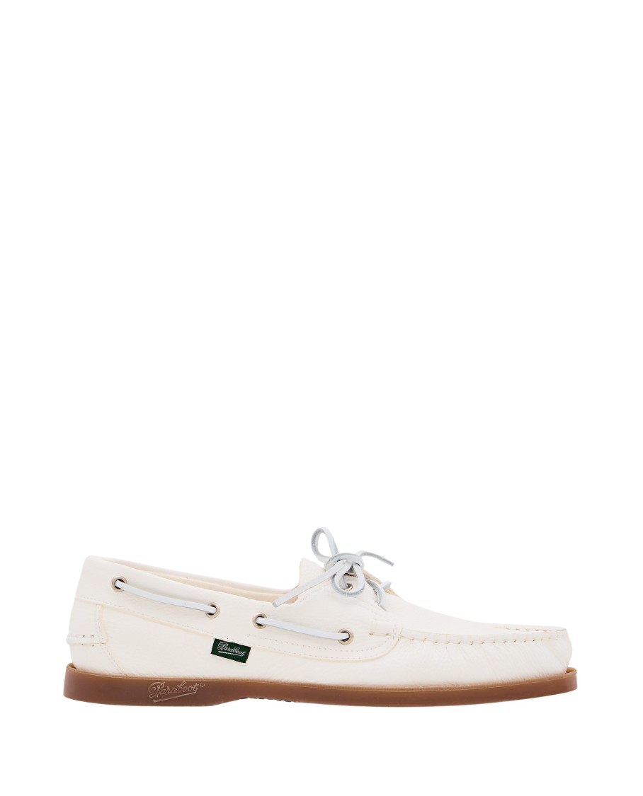 Paraboot Barth White Leather Loafers With Durable Rubber Sole In White