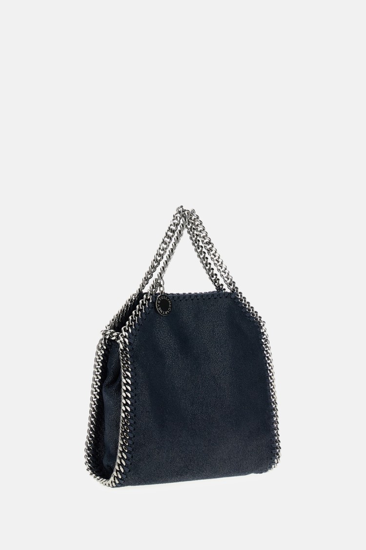Stella Mccartney Falabella Tiny Shoulder Bag With Dual Handles And Chain Strap In Black