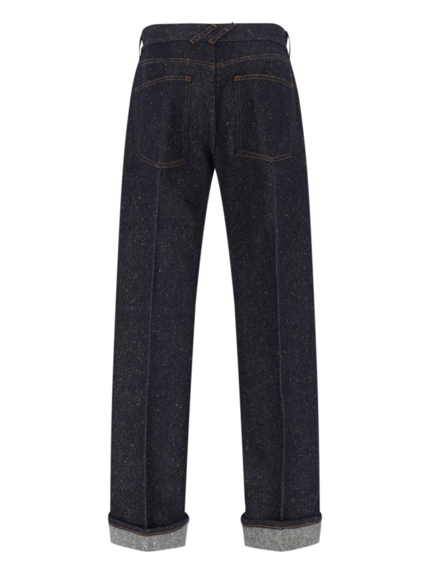 Burberry Cotton Blend Trouser With Metal Belt Loop In Blue