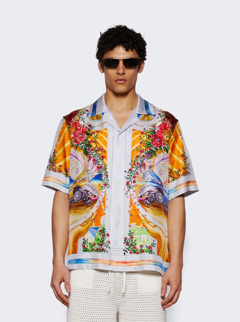 Casablanca Men's Short Sleeve Cuban Collar Shirt | Size Medium | Ums25sh00305