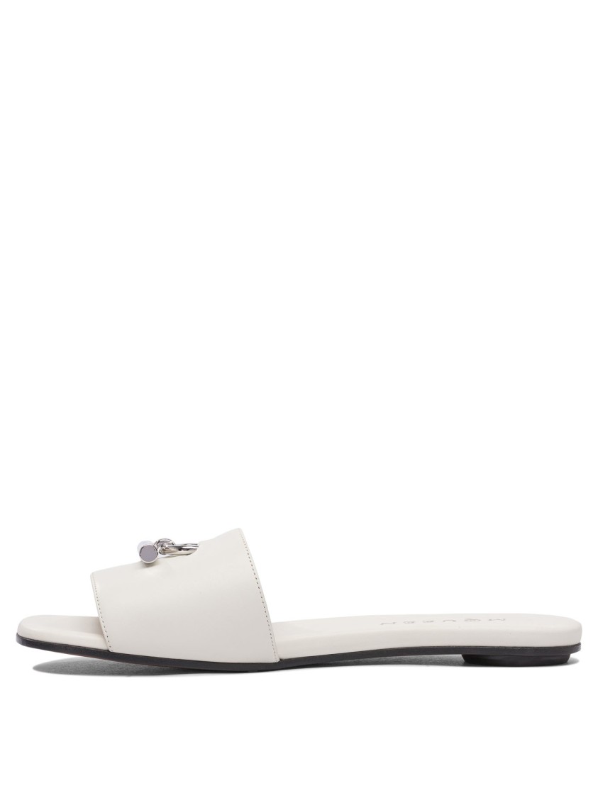 Alexander Mcqueen Leather And Rubber Sandals With Metallic Accent In Neutral