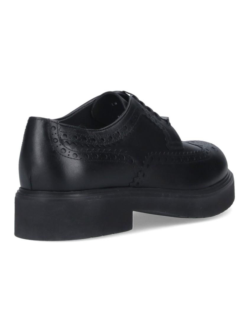 Ferragamo Logo Derby Shoes In Brown Leather Brogue