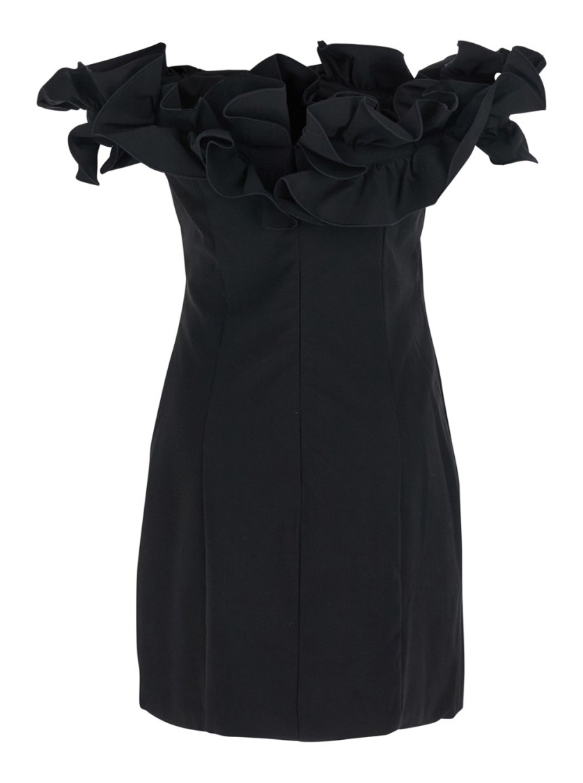 Shop Rotate Birger Christensen Rotate Black Dress With Ruffle Decorations