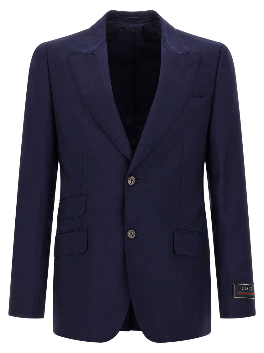 Gucci Tailored Blazer With Front Pockets And Notch Lapel In Blue