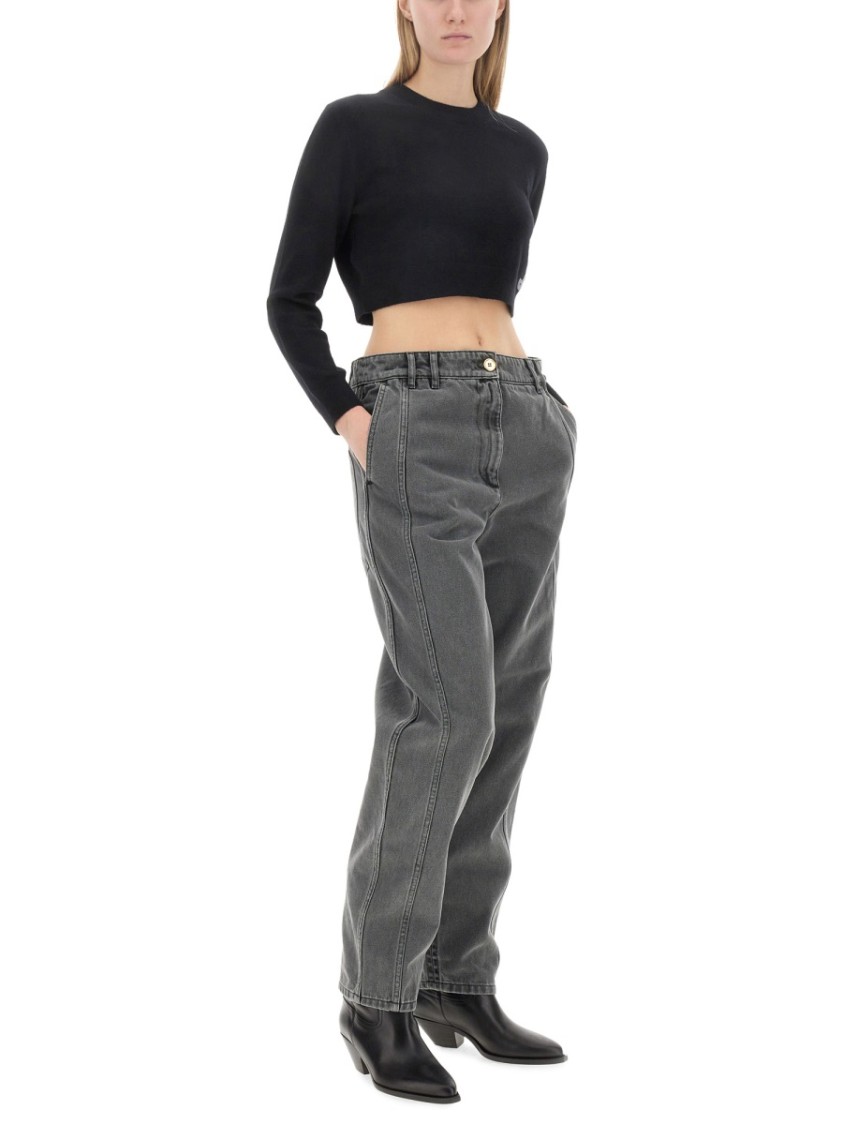 Shop Patou Cropped Black Sweatshirt