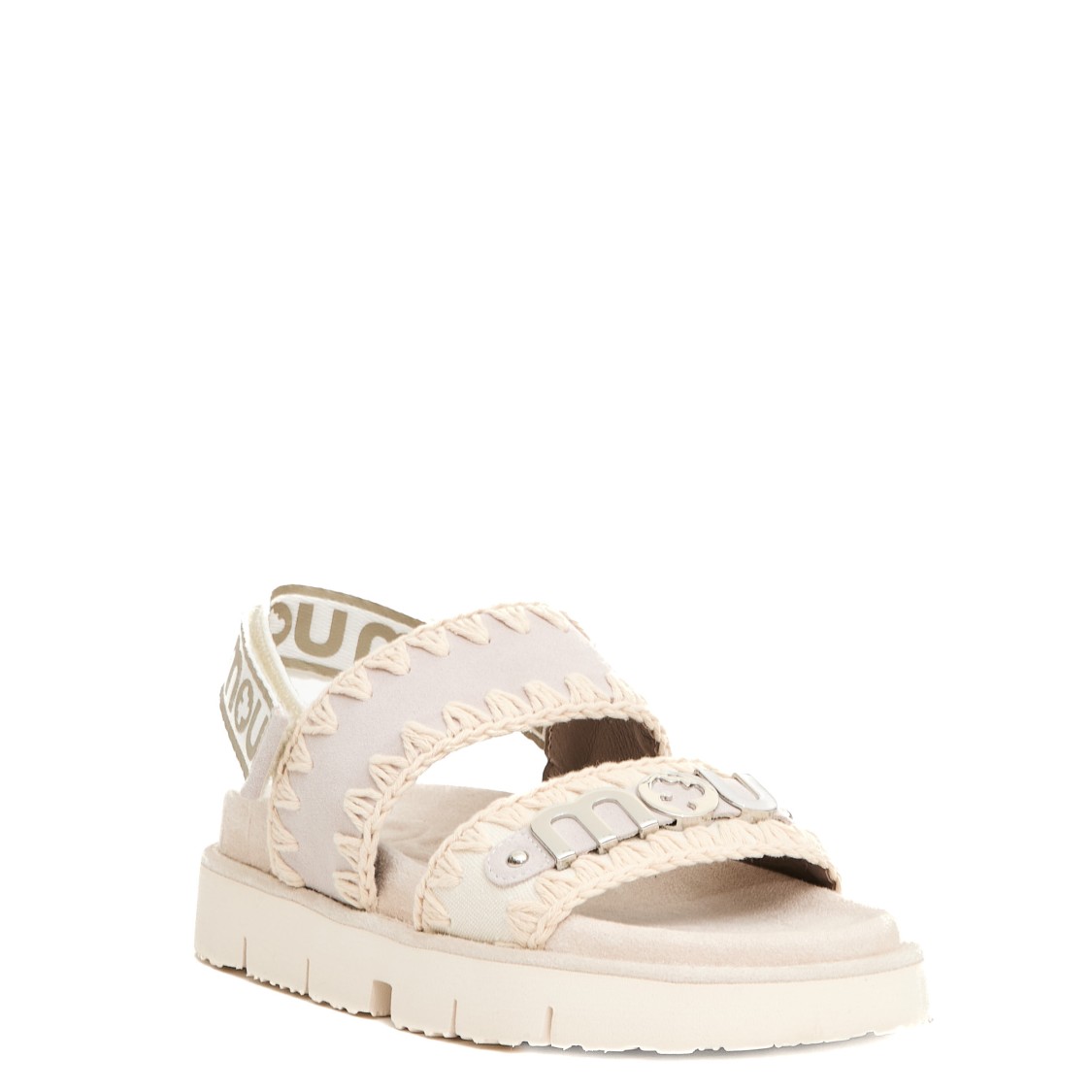 MOU MOU SUEDE AND CANVAS BEIGE SANDALS 