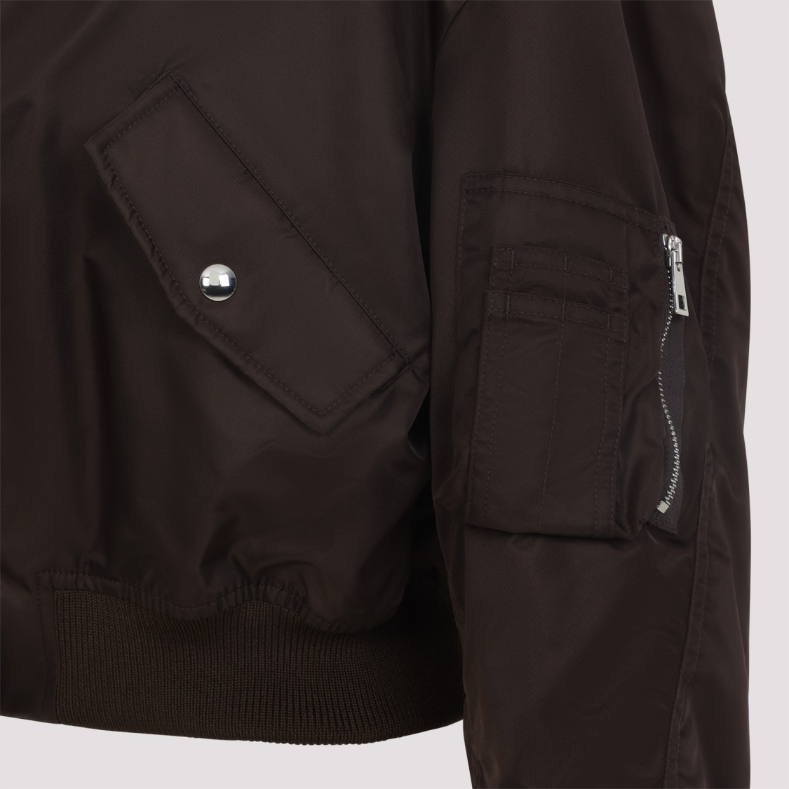 Givenchy Cropped Bomber Jacket With High Collar And Front Zip Closure In Brown
