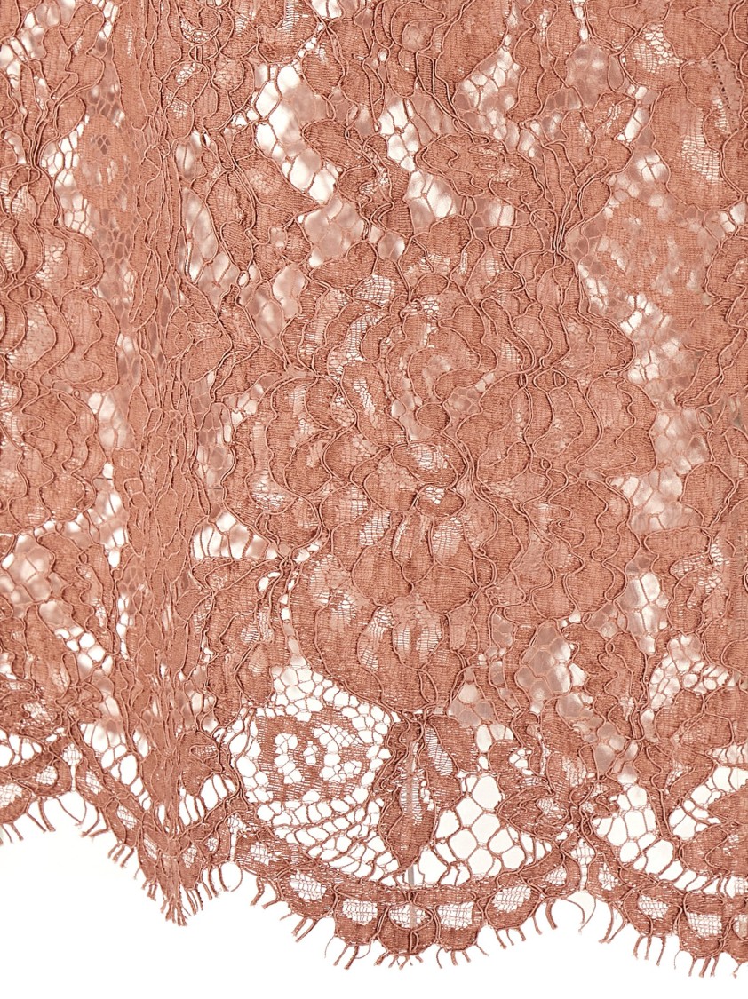 Dolce & Gabbana Intricate Floral Lace T-shirt With Scalloped Hem In Pink
