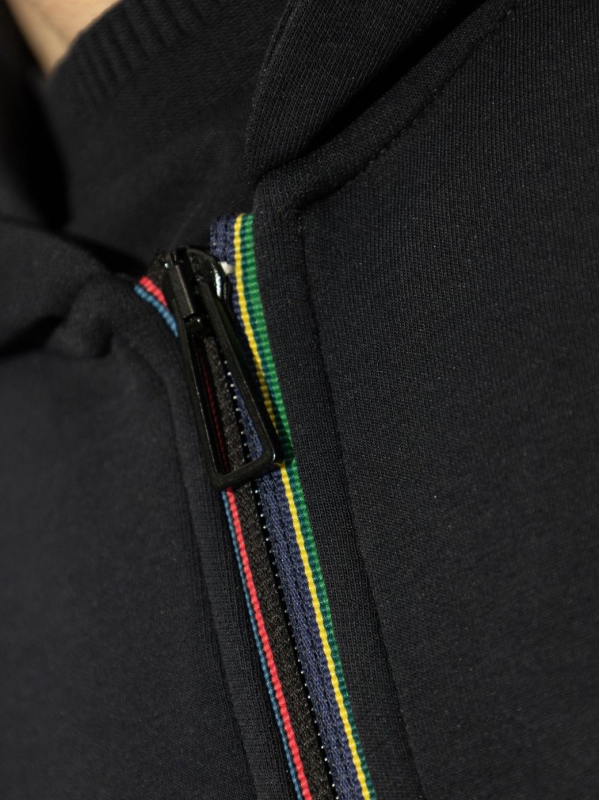 Shop Paul Smith Hooded Black Sweatshirt With Colorful Zipper Accents