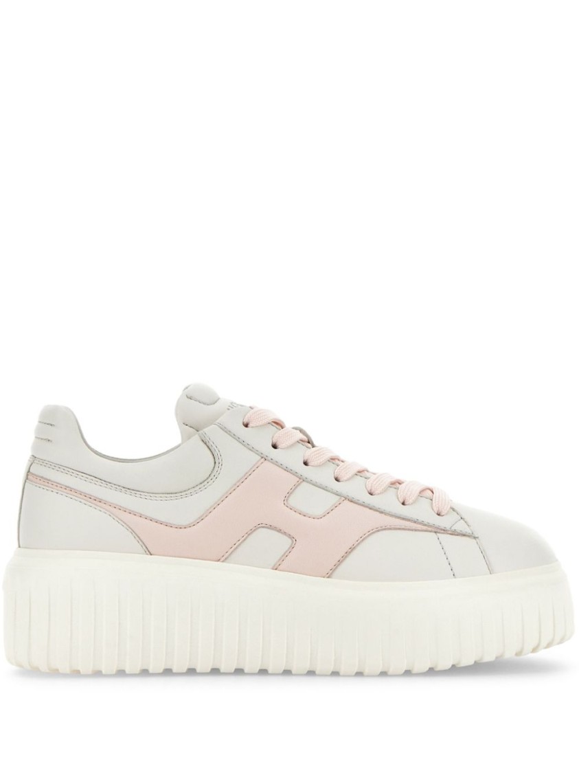 HOGAN HOGAN LAMBSKIN SNEAKERS WITH ROUND TOE AND PLATFORM SOLE
