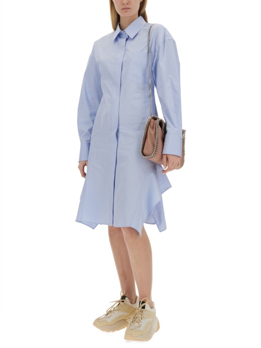 Stella Mccartney Hem Asymmetric Shirt Dress With Chest Pocket In Blue
