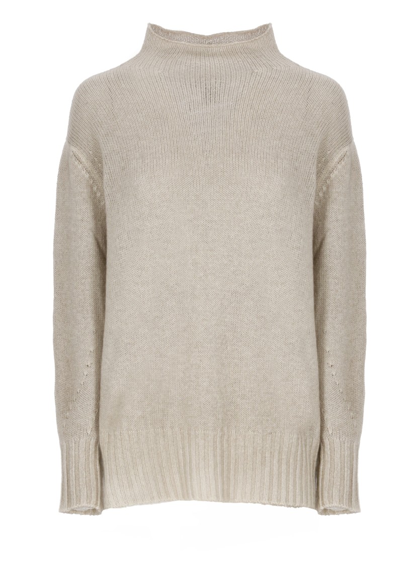 Avant Toi Beige Cashmere Sweater With Crew Neckline In Gray