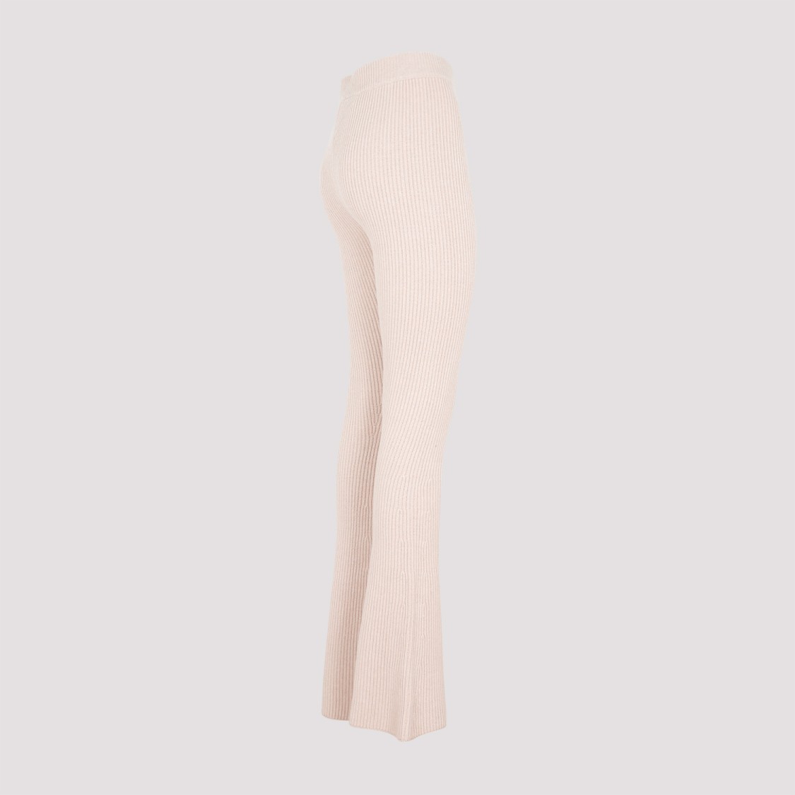 Peserico Flare Knit Rib Nude Fleece Wool Pant