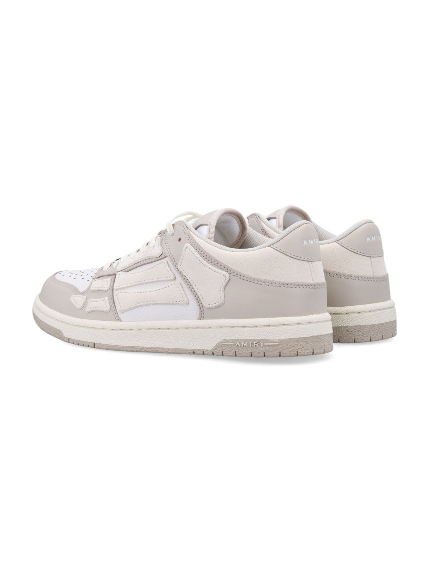 Amiri Skel Top Low White Sneakers With Skeleton Patch In Leather Man In White