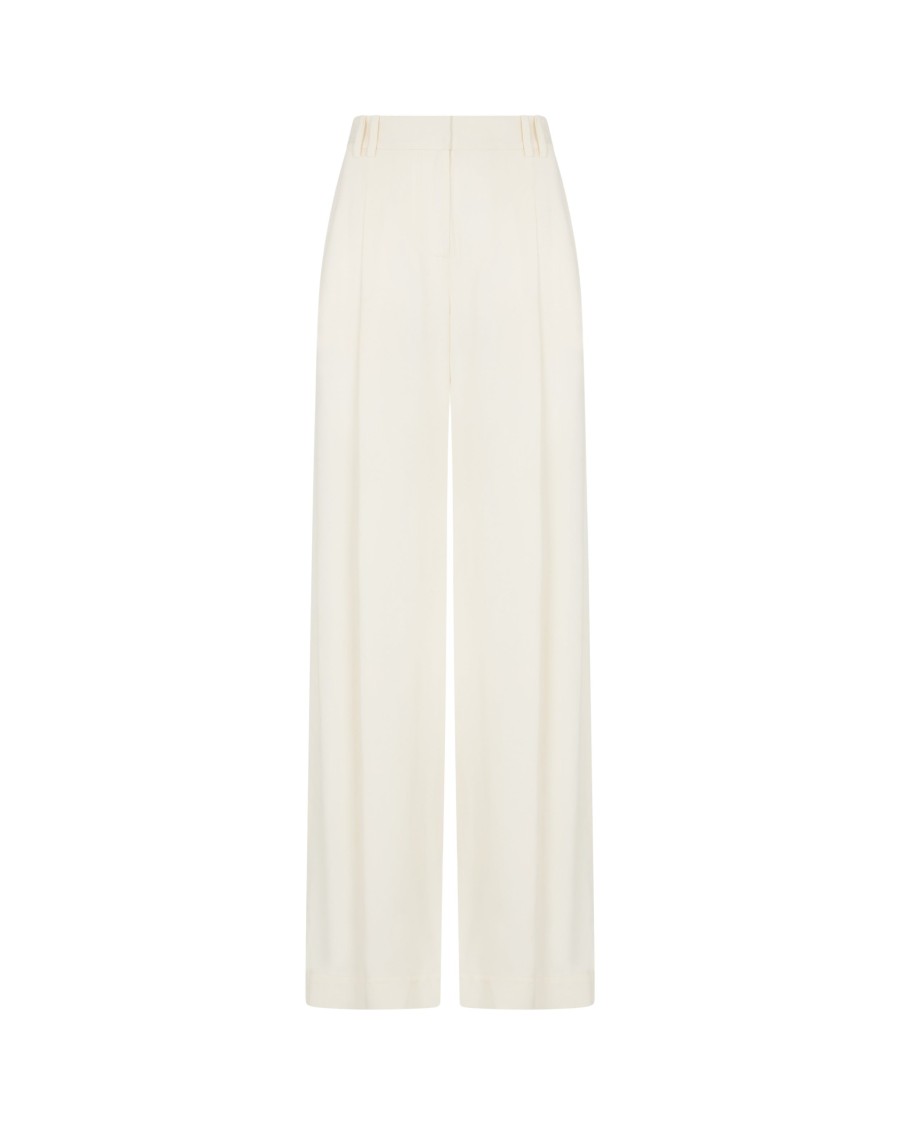 Serena Bute Serena Trouser With Georgette Trim - Cream In Grey