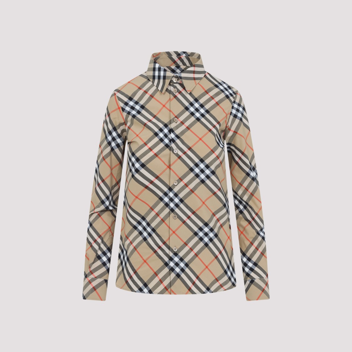 Shop Burberry Sand Beige Cotton Check Shirt