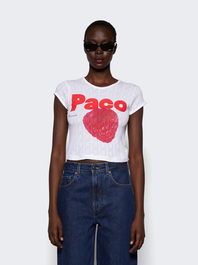 RABANNE RABANNE PRINTED CROPPED T-SHIRT WHITE