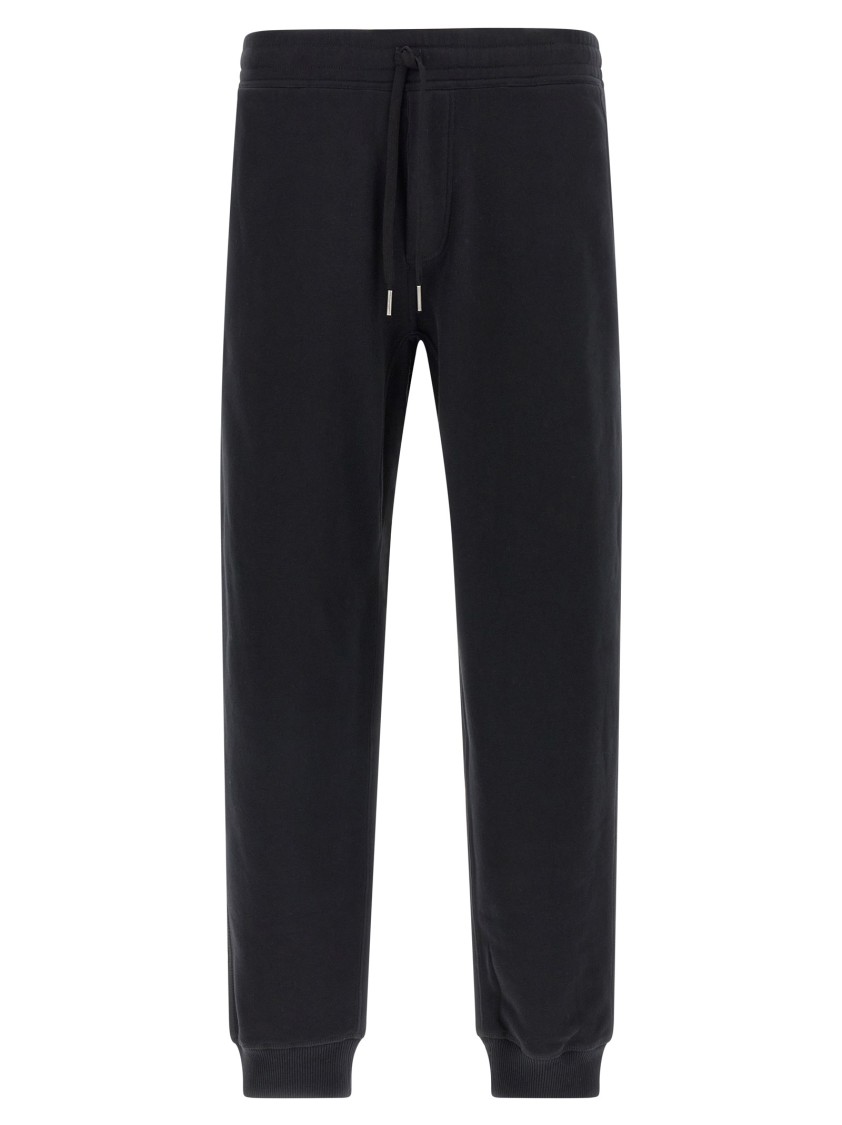 Tom Ford Fleece Cotton Joggers With Adjustable Drawstring In Black