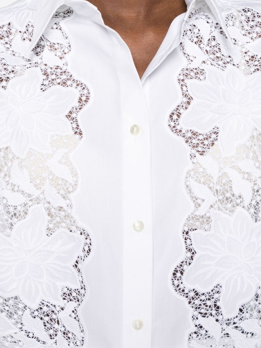 P.a.r.o.s.h Pleated Shirt With Lace And Collar In White