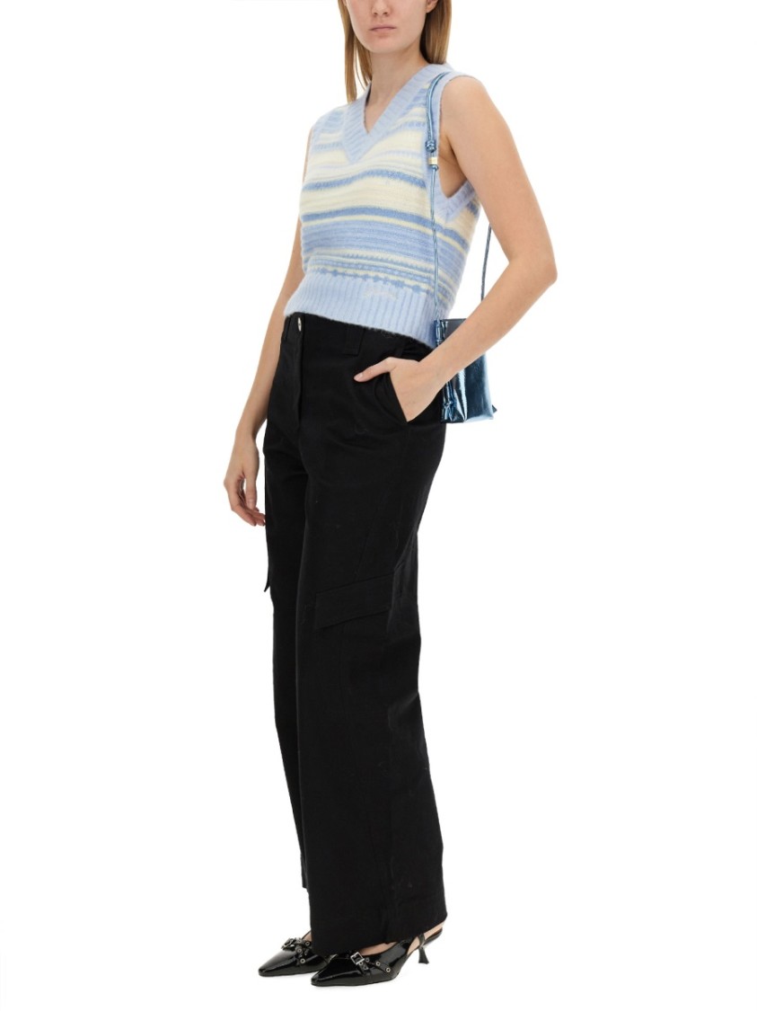Ganni Wool Vest Knitwear Light Blue In Blue