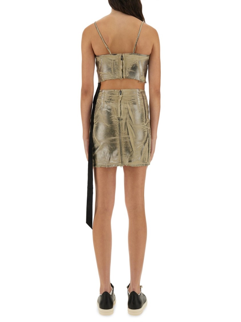 Rick Owens Drkshdw Drkshdw By Rick Owens Cropped Fitted Top With Subtle Sheen In Neutral
