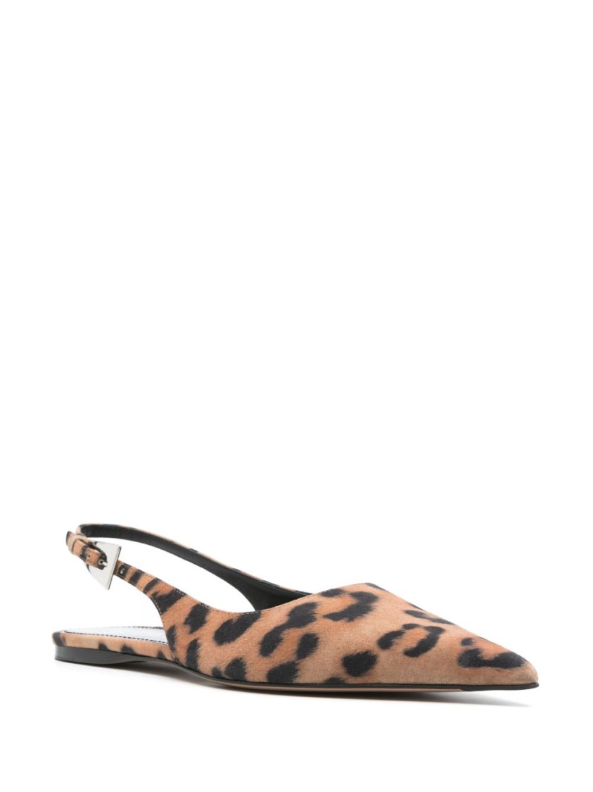 Paris Texas Pointed Toe Slingback Flats In Brown