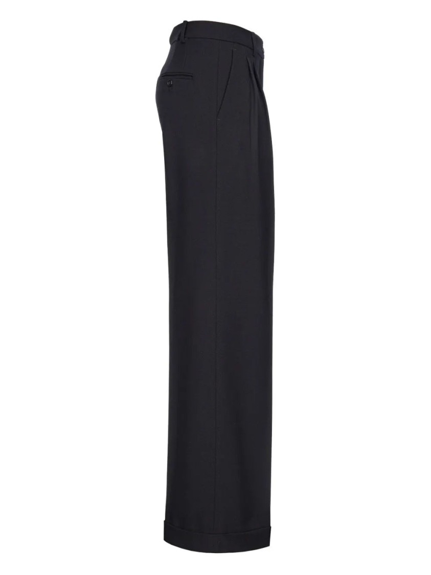 Pinko Wide-leg Trousers With Pleated Front In Blue