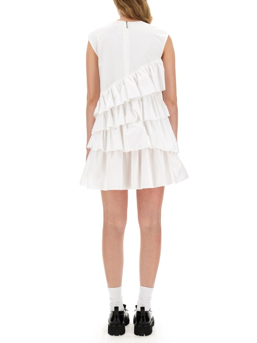 Msgm Tiered Ruffled Sleeveless Dress In White