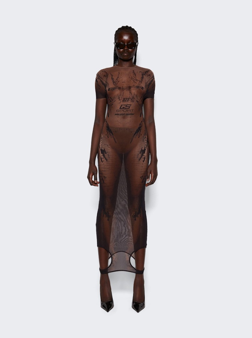 Jean Paul Gaultier X Shayne Oliver Mesh Double Side Dress In Neutrals