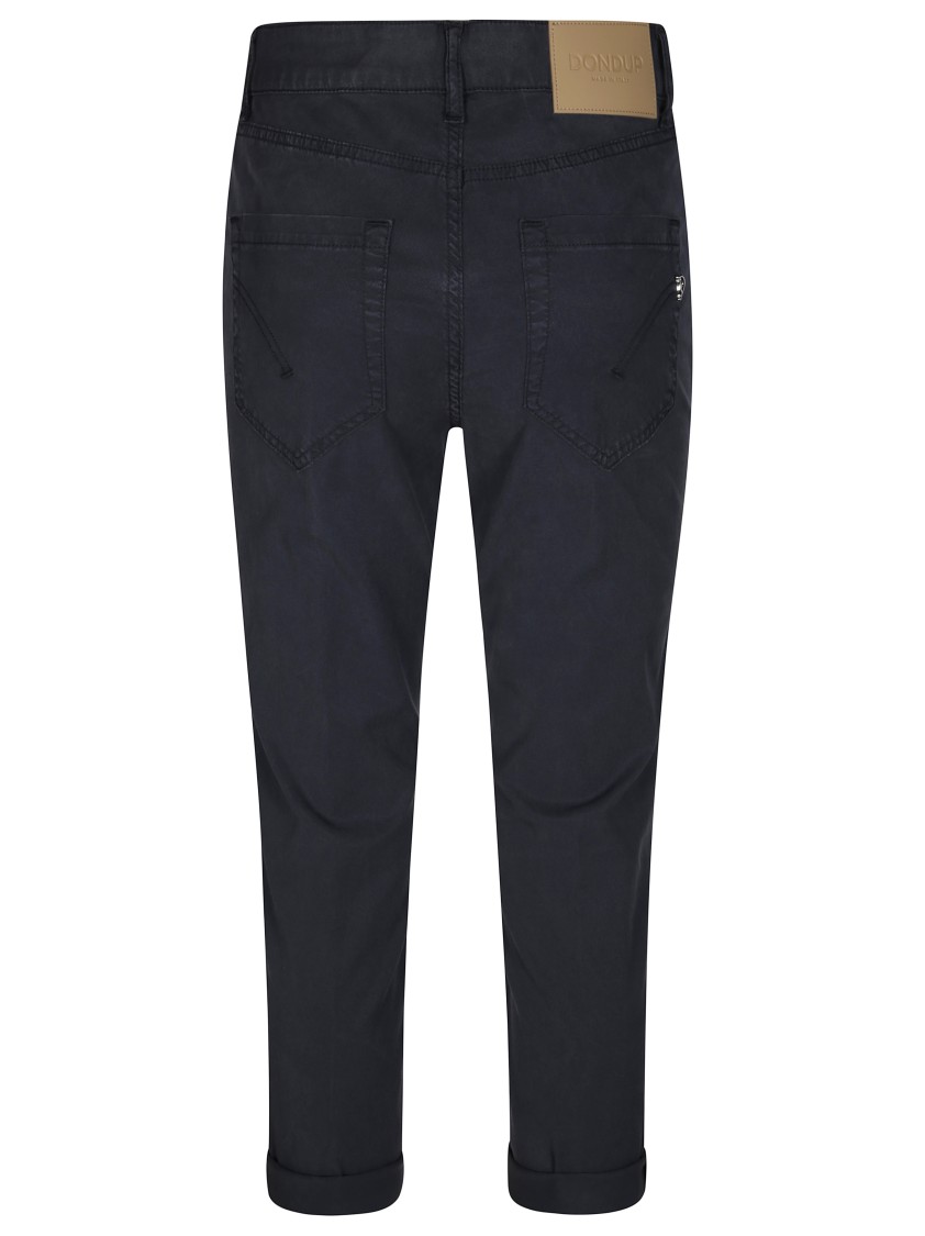Dondup Fitted High-waist Cropped Trousers With Decorative Buttons In Black