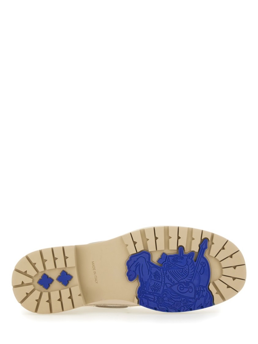 Shop Burberry "raft" Moccasin In Neutrals