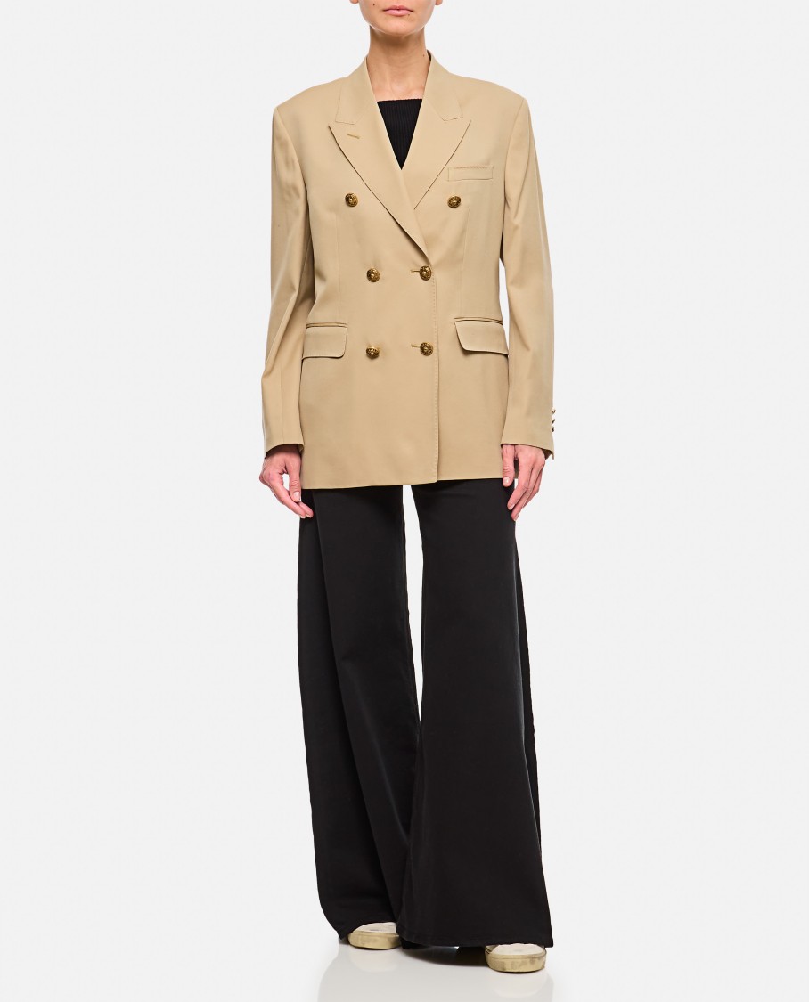 Golden Goose Golden Wool Double Breasted Blazer In Neutrals