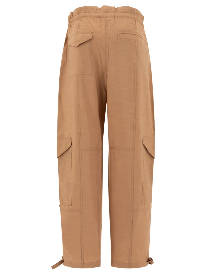 Ganni Light Slub High Waist Pocket Pants In Brown