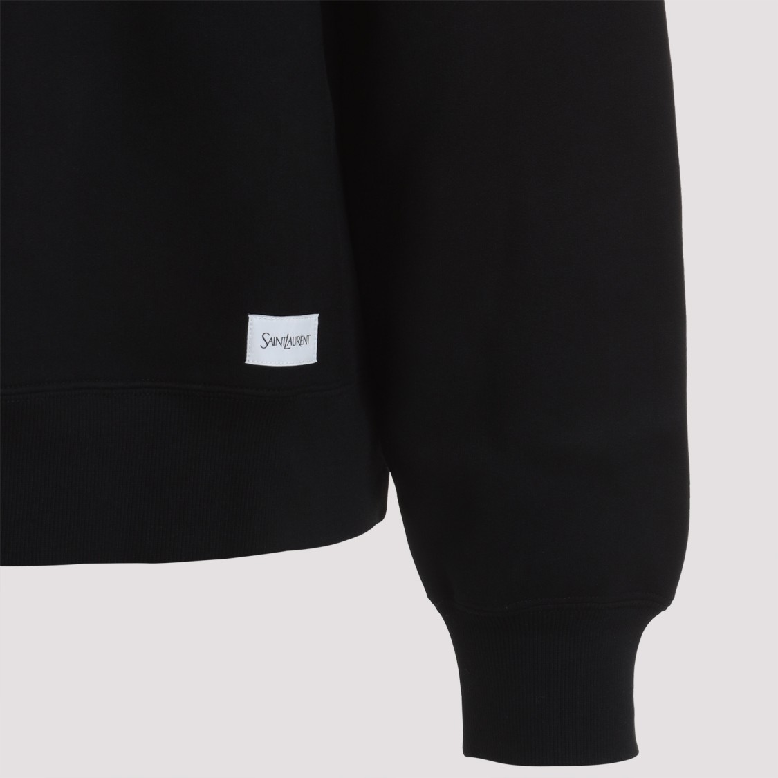 Shop Saint Laurent Classic Black Cotton Sweatshirt With Ribbed Cuffs