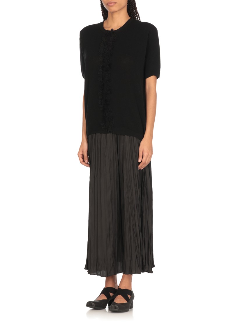 Shop Uma Wang Black Sweater With Fringes