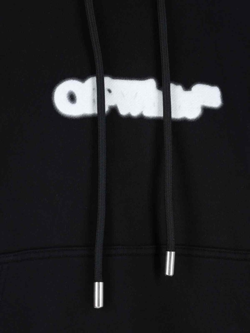 Off-white Off White Black Drawstring Hooded Sweatshirt