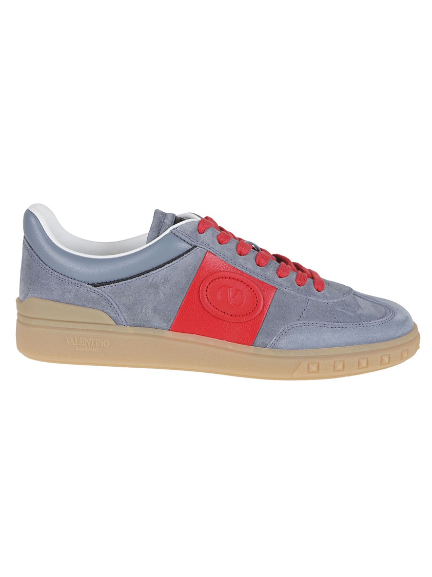 Valentino Garavani Men Upvillage Low Top Sneaker In Split Leather And Calfskin Nappa Leather In Grey