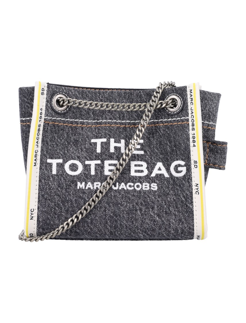 Shop Marc Jacobs The Mini Tote Bag Denim In Grey