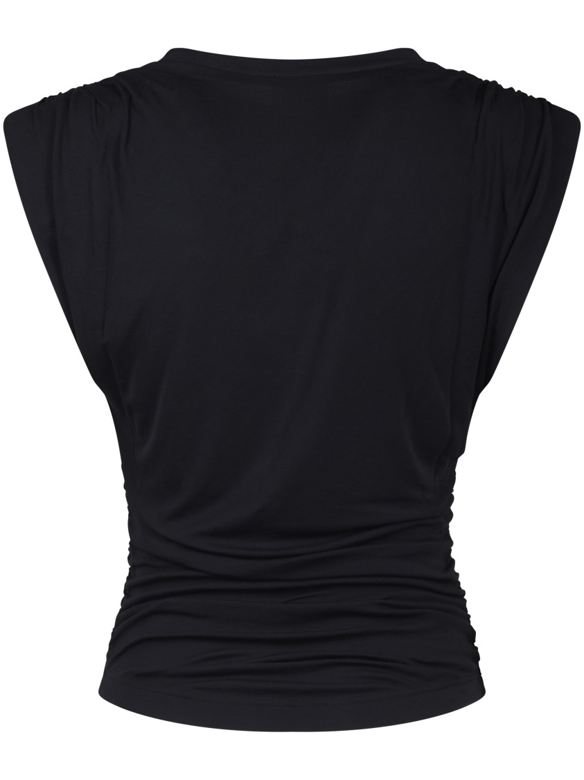 Isabel Marant Étoile Fitted Black Top With Gathered Shoulders And Ruched Sides In Black